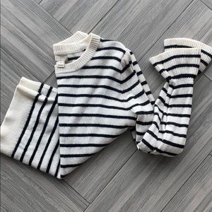 J.crew B&W stripped sweater with flared sleeves